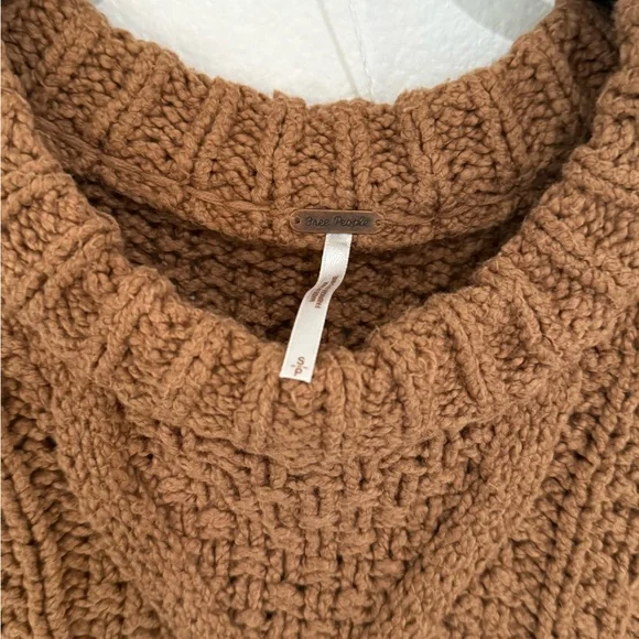 Free People Chunky Cable Knit Pullover Sweater - Brown - Picture 2 of 2